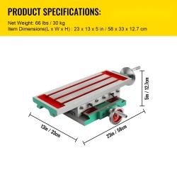 Jyrsinkoneen ristipöytä valurauta 450 x 170 mm 2-akselinen 30 kg