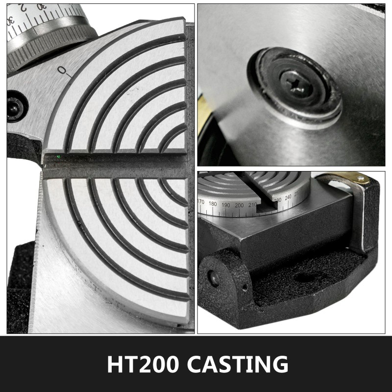 Pyöröpöytä jyrsimelle 100 mm HT200-valurauta 4-urainen pysty- ja vaakakäyttöinen