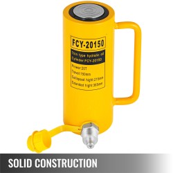 Hydraulinen yksitoiminen sylinteritunkki metallirunko kaksikymmentä tonnia iskunpituus sataviisikymmentä millimetriä