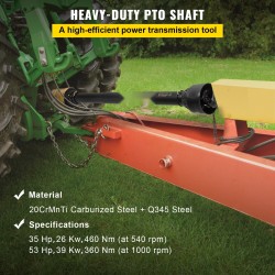 Voimanulosottoakseli 1-3/8 tuuman 6-urainen traktoripää 1-3/8 tuuman pyöreä työlaitepää säädettävä 1100–1550 millimetriä
