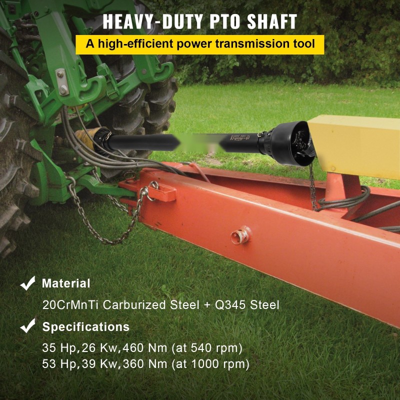 Voimanulosottoakseli 1-3/8 tuuman 6-urainen traktoripää 1-3/8 tuuman pyöreä työlaitepää säädettävä 1100–1550 millimetriä