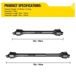 Voimanulosottoakseli T4 sarja karkaistu teräs 1000–1400 mm 6-urainen 1,375 tuuman musta