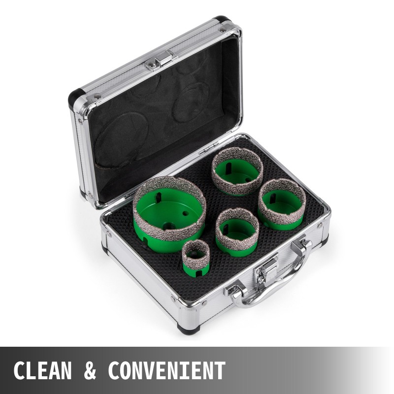 Timanttinen reikäsahan teräsarja 5 osaa M14 25–68 mm laatoille