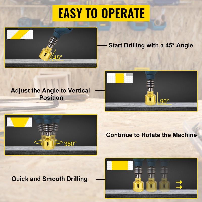 Timanttireikäsahasarja 6 osaa 20 35 40 45 50 68 millimetriä keraamisille laatoille