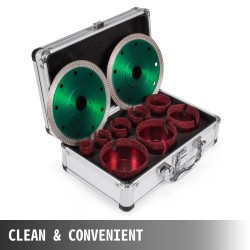 Timanttireikäsarja M14 8 reikäsahaa 20–68 mm 2 timanttiterää laattoihin ja kiveen