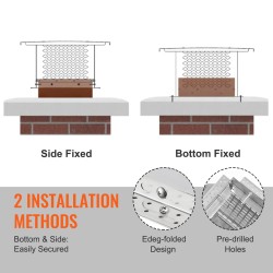 Savupiipun hattu 304 ruostumaton teräs 381x381x250 mm ulkokäyttöön