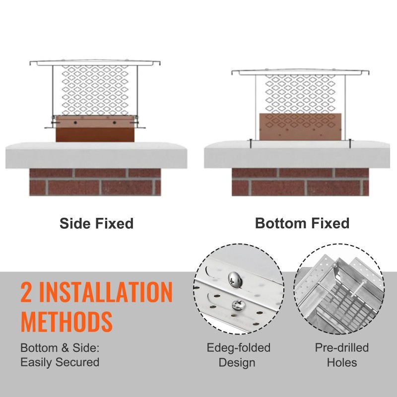 Savupiipun hattu 304 ruostumaton teräs 381x381x250 mm ulkokäyttöön