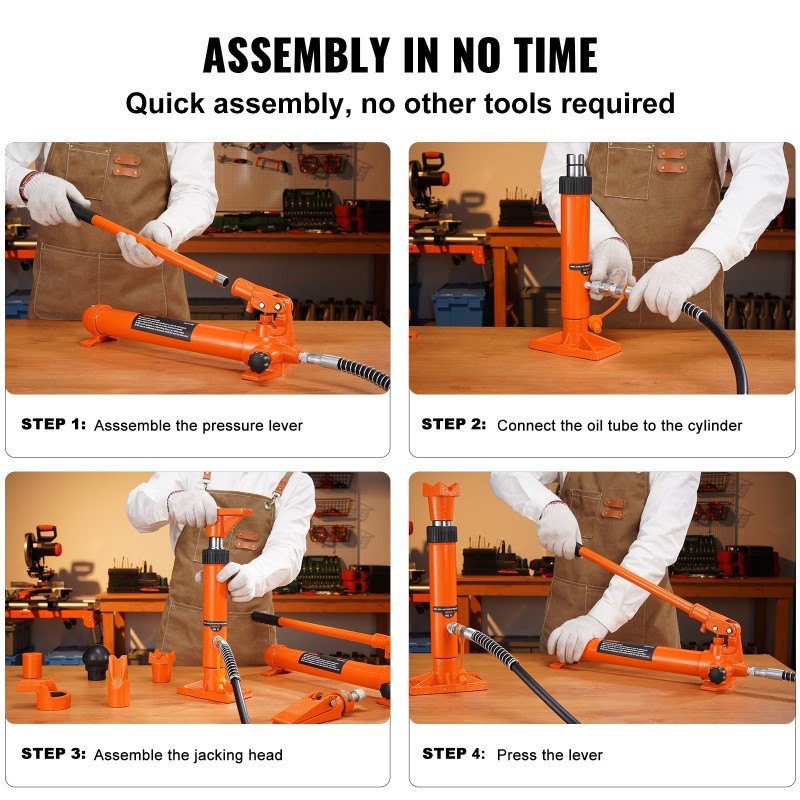 Hydraulinen korjaussarja 4 tonnia rungon oikaisuun 1,2 metrin öljyletku säilytyslaukku