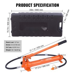 Kannettava hydraulinen 12 tonnin nosto ja oikaisusarja 1,4 m öljyletkulla säilytyslaatikolla