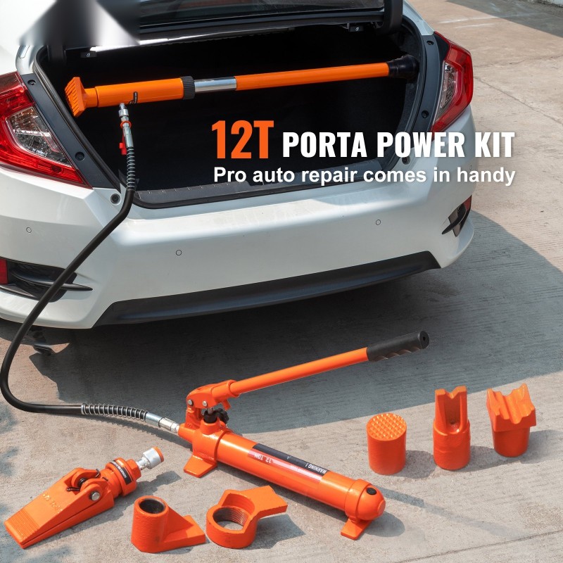 Hydraulisetti 12 tonnia kannettava 1,4 metrin öljyletku 4 jatkoputkea säilytyslaatikko