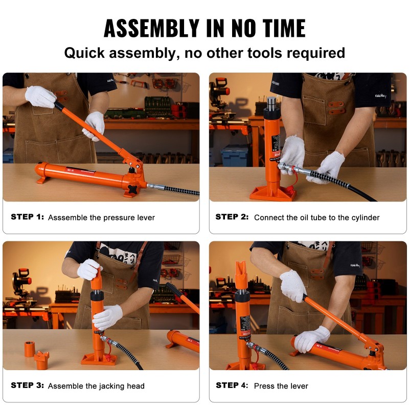 10 tonnin hydraulinen tunkkisarja autokorin oikaisuun 1,4 m öljyletkulla säilytyslaukulla