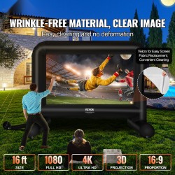 Ilmatäytteinen valkokangas Oxford-kangas 287 x 163 cm 16:9-kuvasuhde kantolaukulla ulkokäyttöön