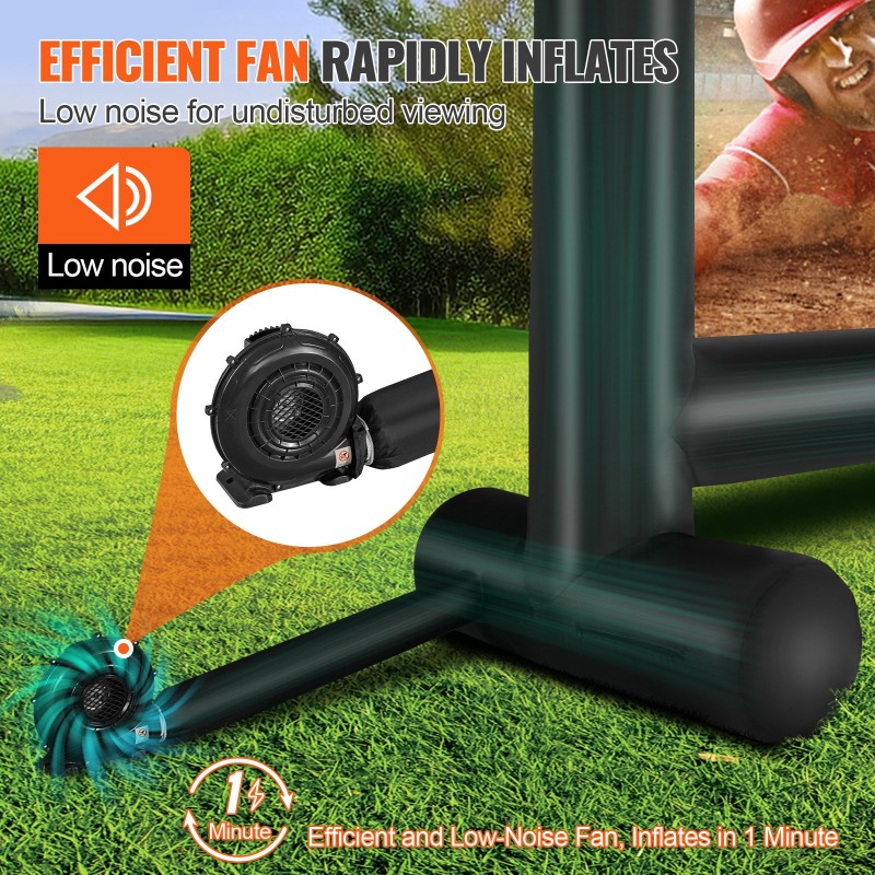 Ilmatäytteinen valkokangas Oxford-kangas 287 x 163 cm 16:9-kuvasuhde kantolaukulla ulkokäyttöön