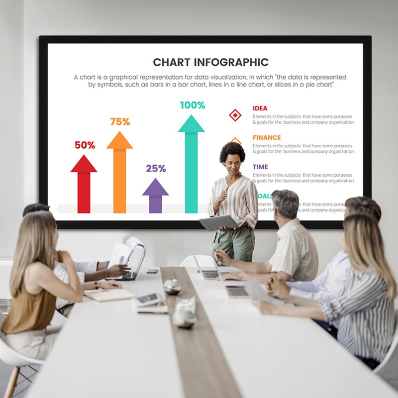 Projektorikangas 110 tuumaa PVC 16:9 kiinteärunkoinen alumiiniseosrunko samettireunus
