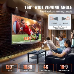 Valkokangas jalustalla 120 tuumaa 16:9 rypistymätön polyesterikangas kantolaukulla sisä ja ulkokäyttöön