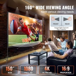 Projektorikangas 150 tuumaa 16:9 kuvasuhde polyesteri jalustalla kantolaukulla