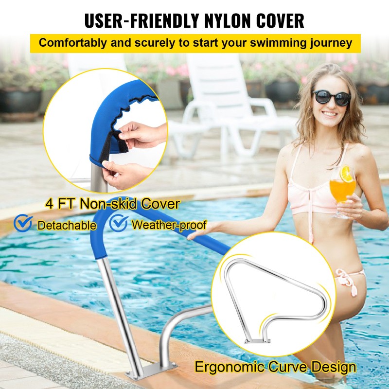 Allaskaide 304-ruostumattomasta teräksestä 98,9 x 81,3 cm 113 kg kantavuus sininen liukuestepehmuste