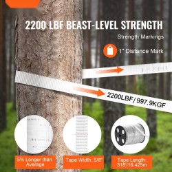 Litteä polyesterivetonauha kaapelivetoon 96,9 m x 1,6 cm 998 kg vetolujuus valkoinen