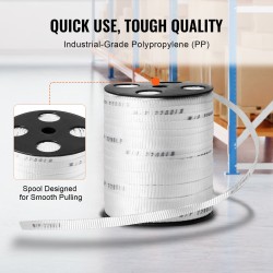 Litteä polyesterivetonauha kaapelivetoon 96,9 m x 1,6 cm 998 kg vetolujuus valkoinen