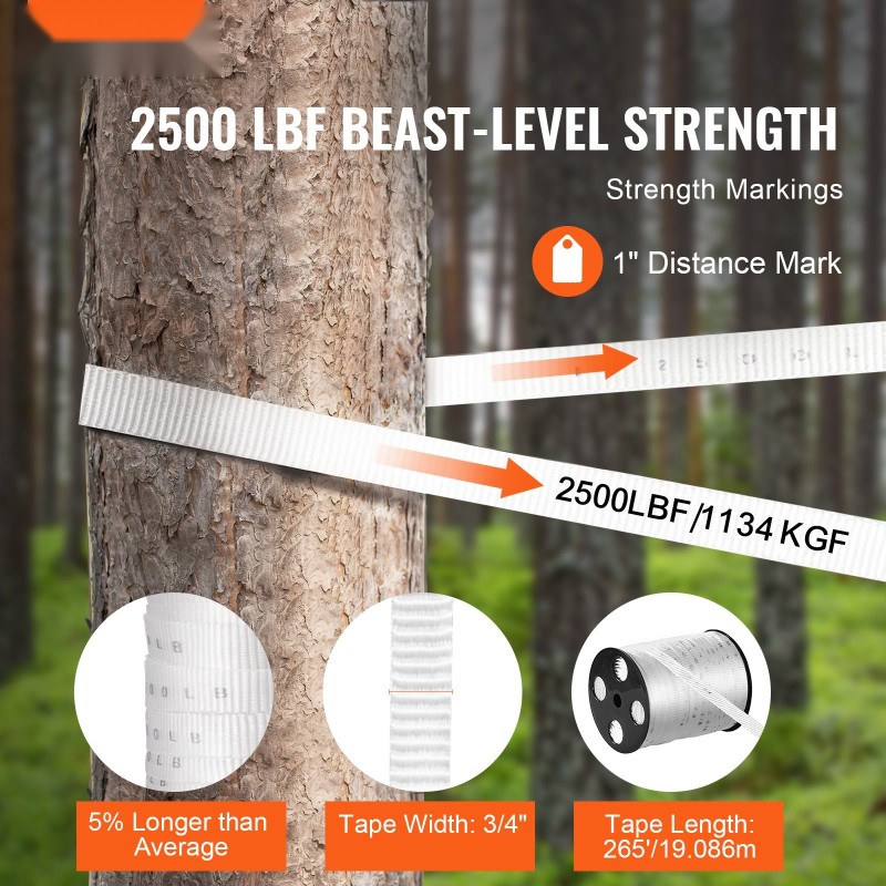 Polyesterinen esivoideltu vetonauha 80,8 m ja 1,9 cm 1134 kg vetolujuus kaapelointiin