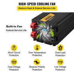 Muokatun siniaallon invertteri 6000W 12V–120V alumiinikuori LCD-näyttö autoon