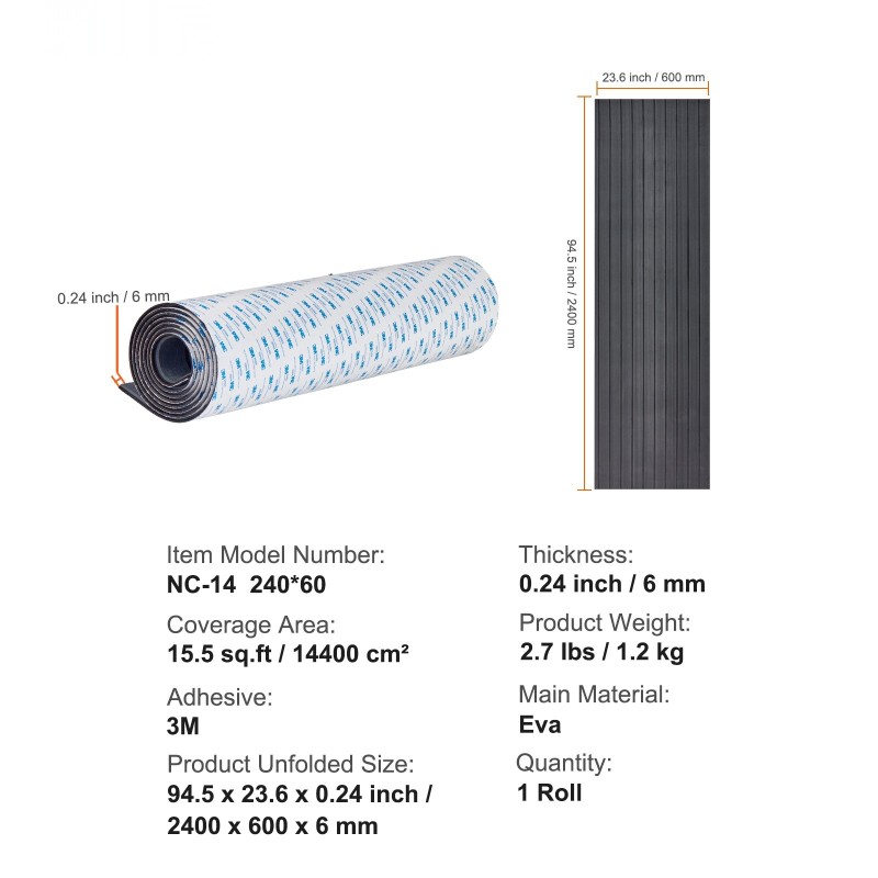 Venelattia EVA-vaahtomuovi 240 x 60 cm itsekiinnittyvä liukumaton 1 rulla