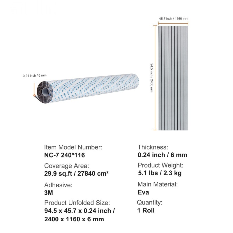 Venematto EVA-vaahtoinen itsekiinnittyvä 3M-taustaliima 240 x 116 cm liukastumaton