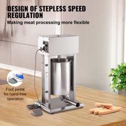 Sähkökäyttöinen pystymallinen makkarantäyttölaite 15 L ruostumaton teräs 260W 4 suutinta