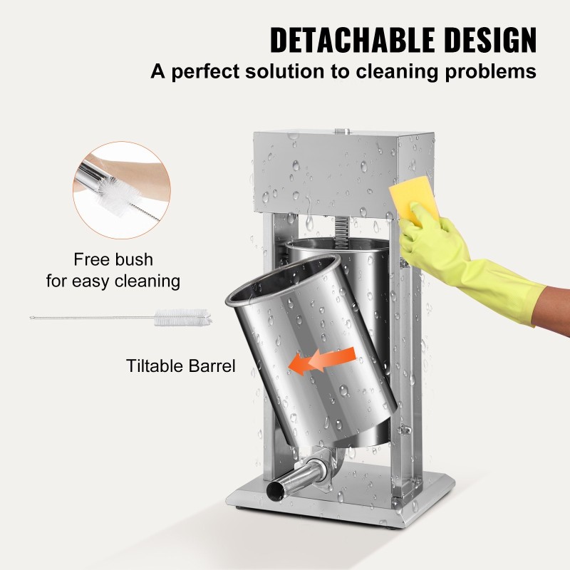 Sähkökäyttöinen pystymallinen makkarantäyttölaite 15 L ruostumaton teräs 260W 4 suutinta