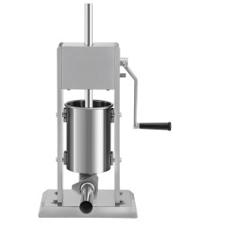 Käsikäyttöinen pystymallinen makkarantäytin kolmen litran kapasiteetti ruostumatonta terästä kaksinopeuksinen neljä täyttöputkea