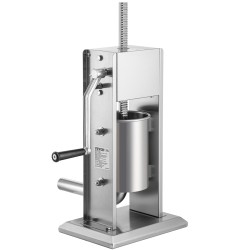Käsikäyttöinen pystymallinen makkarantäytin kolmen litran kapasiteetti ruostumatonta terästä kaksinopeuksinen neljä täyttöputkea