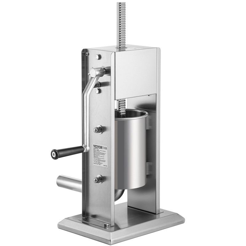 Käsikäyttöinen pystymallinen makkarantäytin kolmen litran kapasiteetti ruostumatonta terästä kaksinopeuksinen neljä täyttöputkea