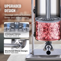 Pystymallinen kaksinopeuksinen makkaran täyttökone 10 L ruostumaton teräs 5 täyttöputkea