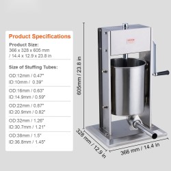 Pystymallinen kaksinopeuksinen makkaran täyttökone 10 L ruostumaton teräs 5 täyttöputkea