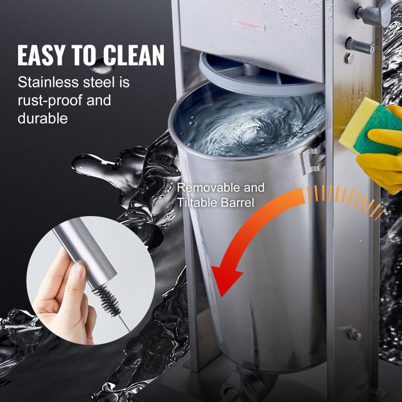 Manuaalinen makkarantäyttölaite pystymalli 15 litraa elintarvikekelpoinen ruostumaton teräs kaksinopeuksinen viisi