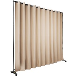 Siirrettävä verhojako seinä alumiiniseosrunko 300x258 cm beige pimentävä polyesteriverho 4 pyörää