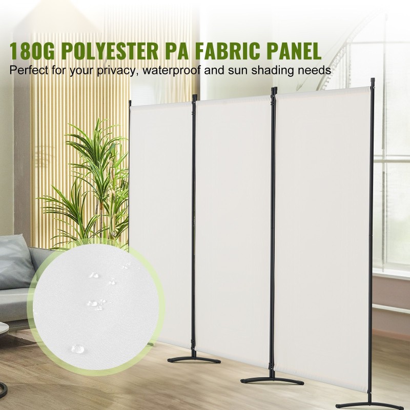 Tilanjakaja 3-paneelinen polyesterikangas säädettävä korkeus taittuva valkoinen