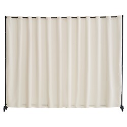 Tilanjakaja metallirunkoinen 308,5×45×245,5 cm pyörillä beige polyesterikangas