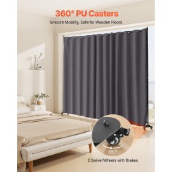 Tilanjakaja metallirunkoinen polyesterikankaalla 308,5×45×245,5 cm pyörillä harmaa