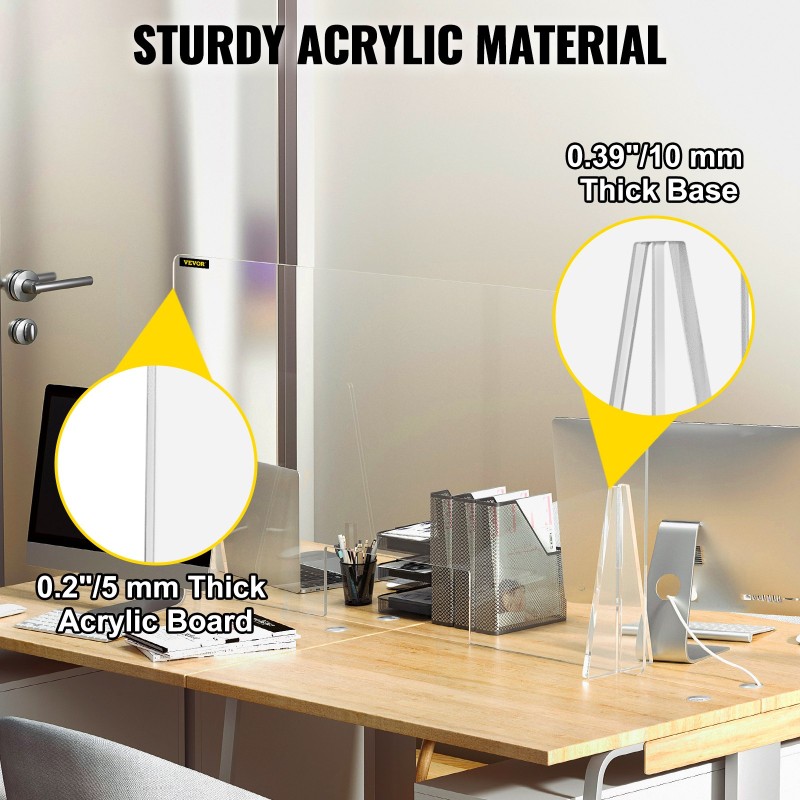 Akryylinen yskänsuoja tiskille 60x120 cm 5 mm asiointi-ikkunalla 2 jalustaa