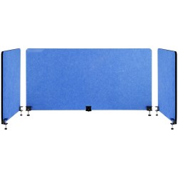 Pöytäsermi kolmiosainen polyesterikuituinen laivastonsininen puristimilla kiinnitettävä 152x61 ja 61x61 cm