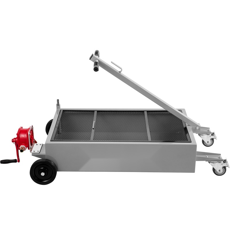 Matalarunkoinen öljynkeräysastia 57 litraa teräs käsipumpulla pyörillä