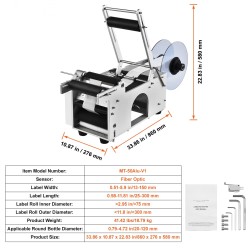 Puoliautomaattinen sähkökäyttöinen etiketöintikone alumiinirunkoinen pyöreille pulloille 2–12 senttimetriä 20–50 etikettiä