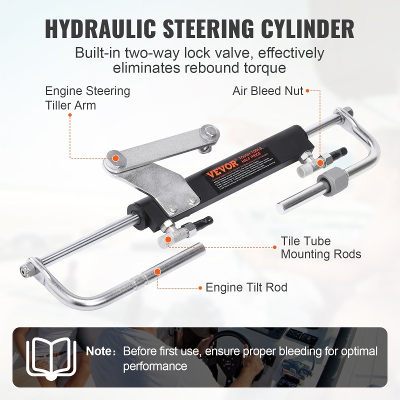 Hydraulinen perämoottorin ohjausjärjestelmä enintään 90 hv alumiiniseoksinen ohjauspumppu 731,5 cm letkusarja