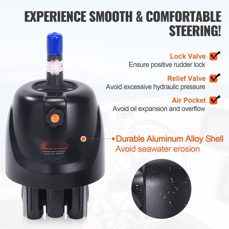 Hydraulinen perämoottorin ohjaussarja enintään 300HP yksimoottorisille veneille alumiiniakselilla 792 cm letkuilla