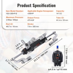 Hydraulinen perämoottorin ohjaussarja enintään 300HP yksimoottorisille veneille alumiiniakselilla 792 cm letkuilla
