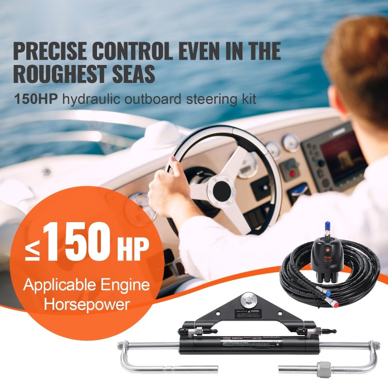 Hydraulinen perämoottorin ohjaussarja 150HP yksiasemaiseen yksimoottoriveneeseen alumiinikuori 2 kpl 731,5 cm letkut