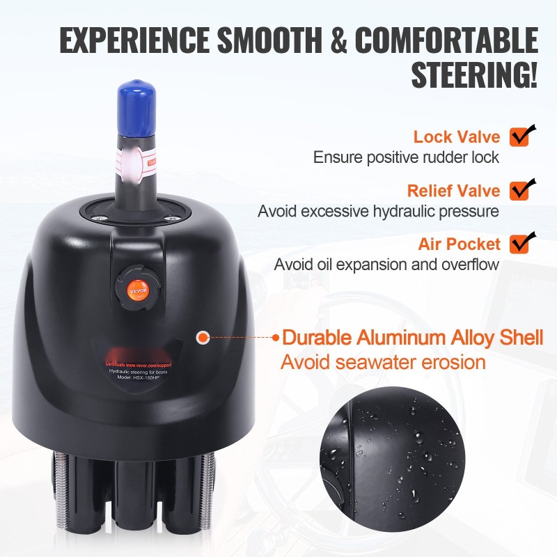 Hydraulinen ohjaussarja perämoottorille 150 hv alumiinikuorinen sylinteri kaksi 26 jalan hydrauliletkua