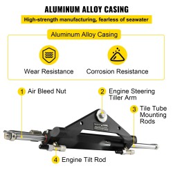 Hydraulinen etuasennettava perämoottorin ohjaussylinteri alumiiniseosrunko HC4645H enintään 150 hv