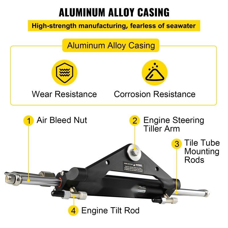 Hydraulinen etuasennettava perämoottorin ohjaussylinteri alumiiniseosrunko HC4645H enintään 150 hv